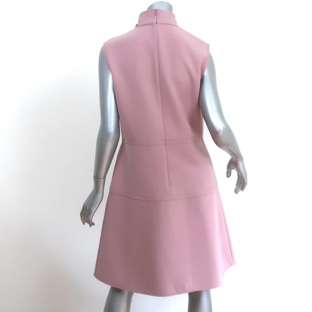 Gucci Mock Neck Sleeveless Buttoned Mini Dress Dusty Pink Crepe Size 46 - Picture 5 of 9